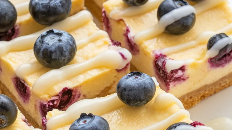 Blueberry Cream Cheese Bars - Easy Lemon Blueberry Cheesecake Dessert! - Featured