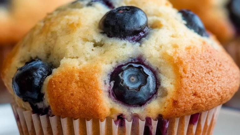 Blueberry Muffins with Fresh or Frozen Blueberries - Featured
