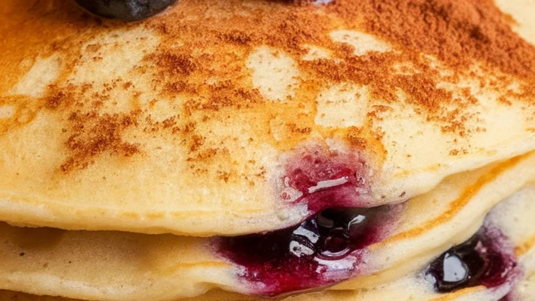 Buttermilk Blueberry Pancakes with Cinnamon and Nutmeg - Featured