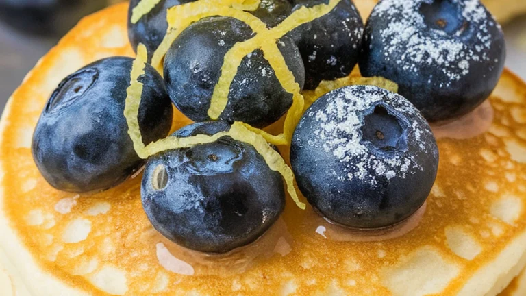 Buttermilk Pancakes with Lemon and Blueberries - Featured