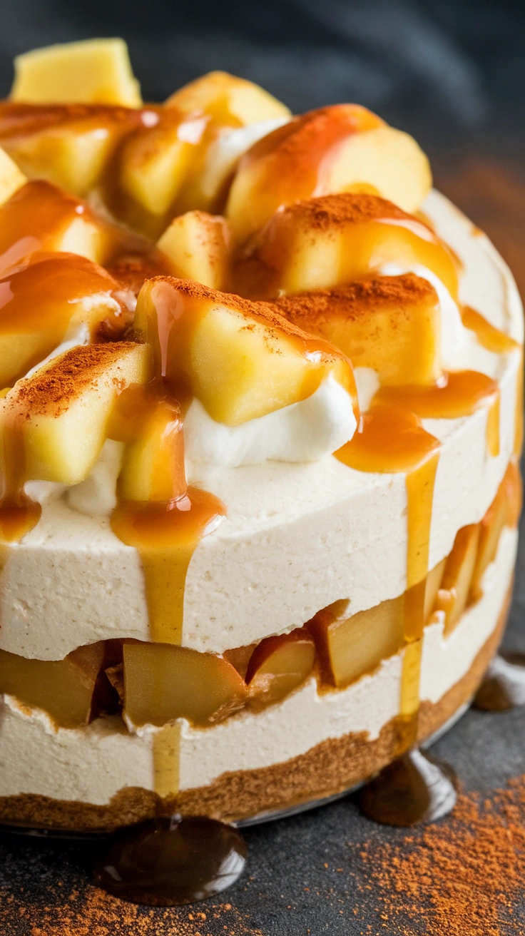 Layered Caramel Apple Pie Cheesecake Parfaits