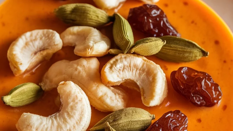 Carrot Milk with Cardamom Cashews and Raisins - Featured