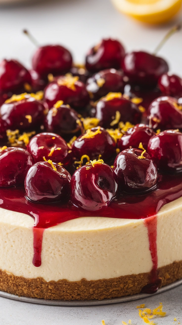 Homemade Cherry-Topped Cheesecake