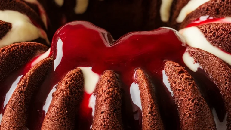 Cherry Cheesecake Chocolate Bundt Cake Recipe Made with a Cake Mix - Featured