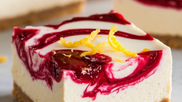 Cherry Swirled Cheesecake Bars - Featured