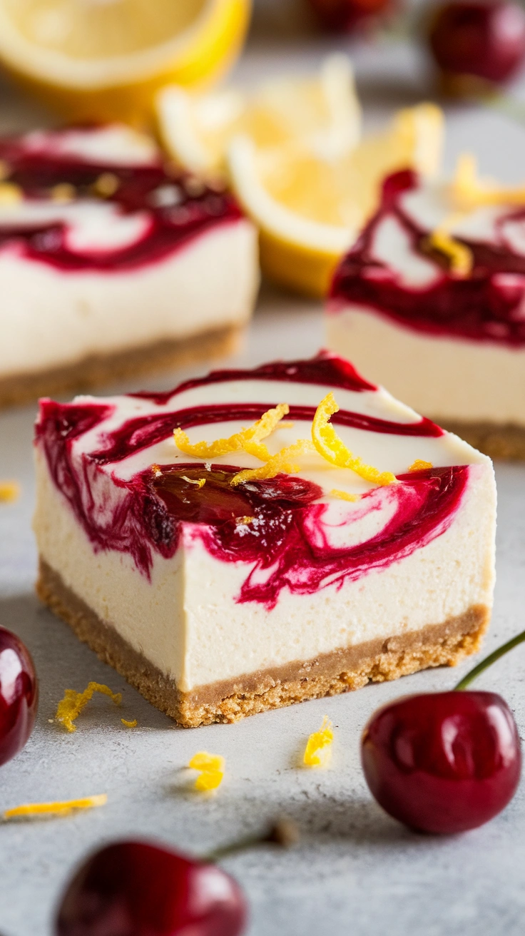 Cherry Swirled Cheesecake Bars