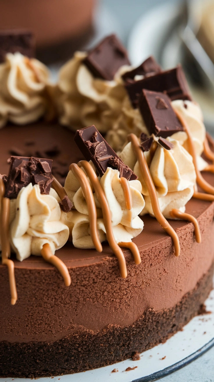 Buckeye Chocolate Peanut Butter Ball Cheesecake