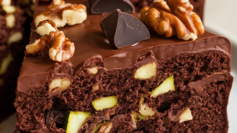 Chocolate Zucchini Cake with Walnuts and Chocolate Chips - Featured