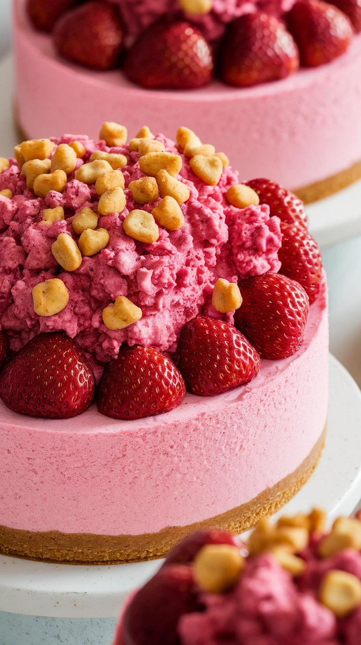 Simple Strawberry Crunch Cheesecake