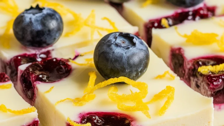 Lemon Blueberry Cheesecake Bars - Featured