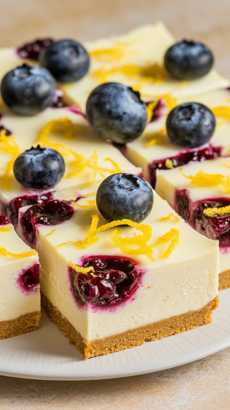 Zesty Lemon Blueberry Cheesecake Bars