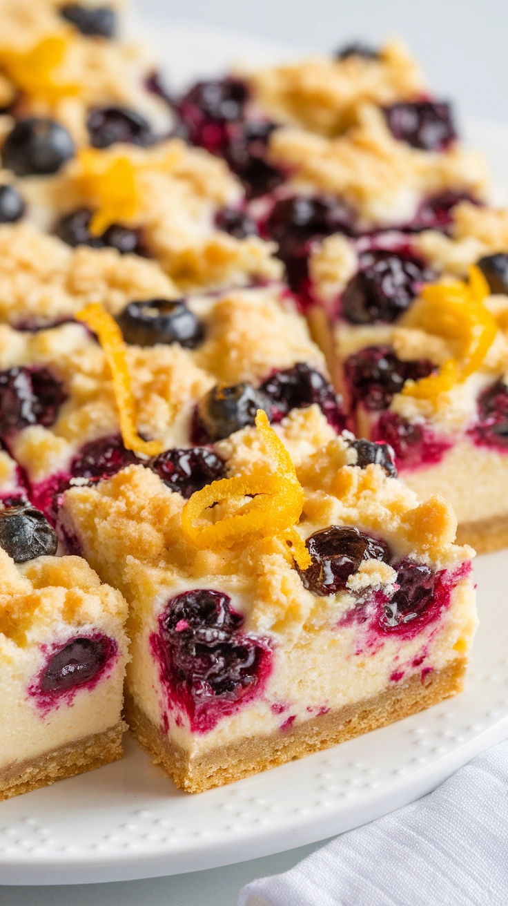 Lemon Blueberry Cheesecake Crumb Bars