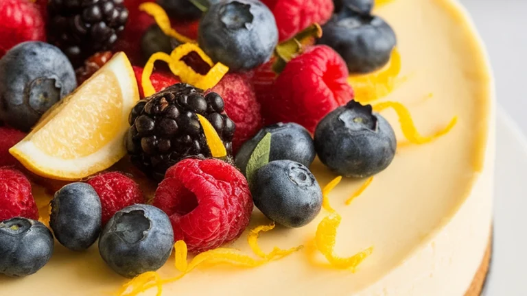 Lemon Cheesecake with Fresh Berries - Featured