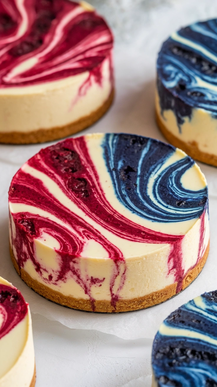 Bite-Sized Berry Swirl Cheesecakes