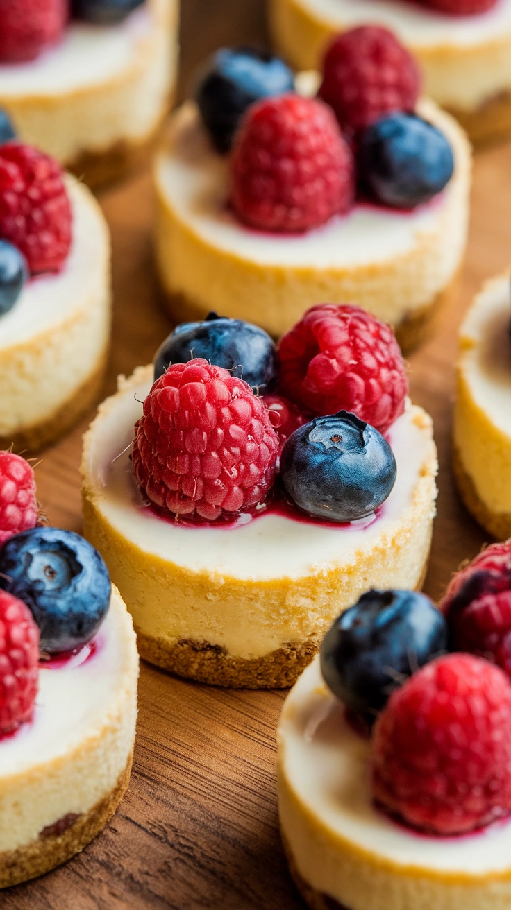 Mini Mixed Berry Swirl Cheesecakes