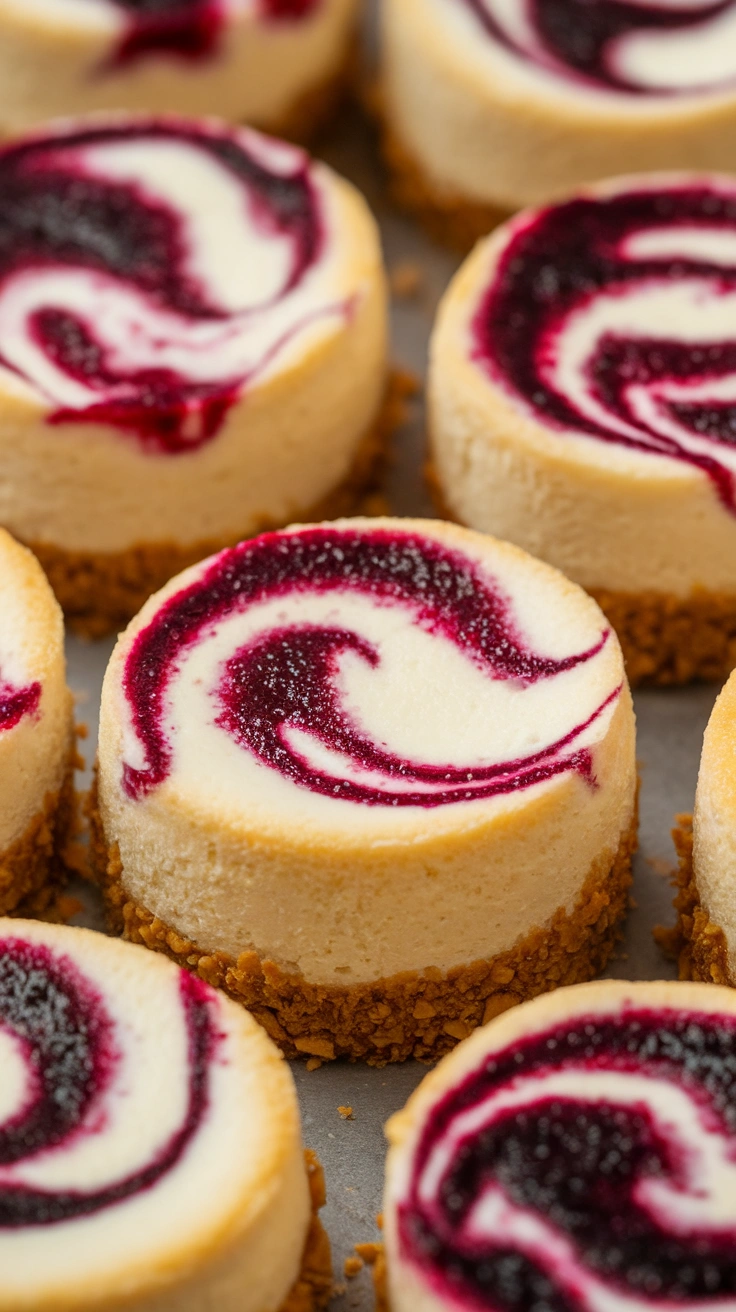 Baked Mini Berry Swirl Cheesecakes