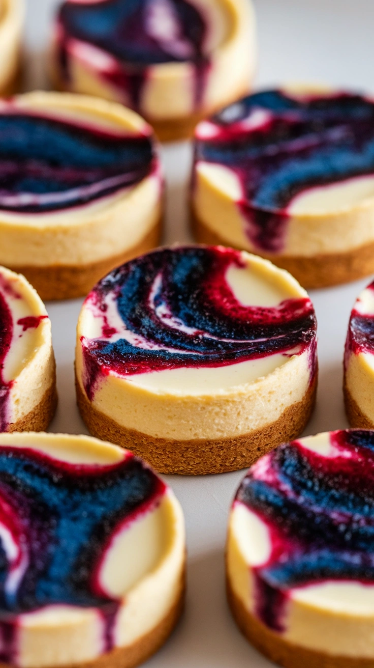 Easy Mini Berry Swirl Cheesecakes