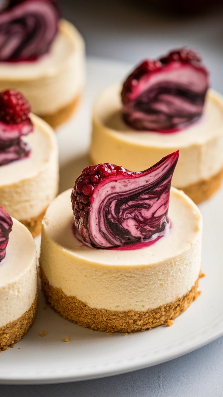 Mini Berry Swirl Cheesecakes