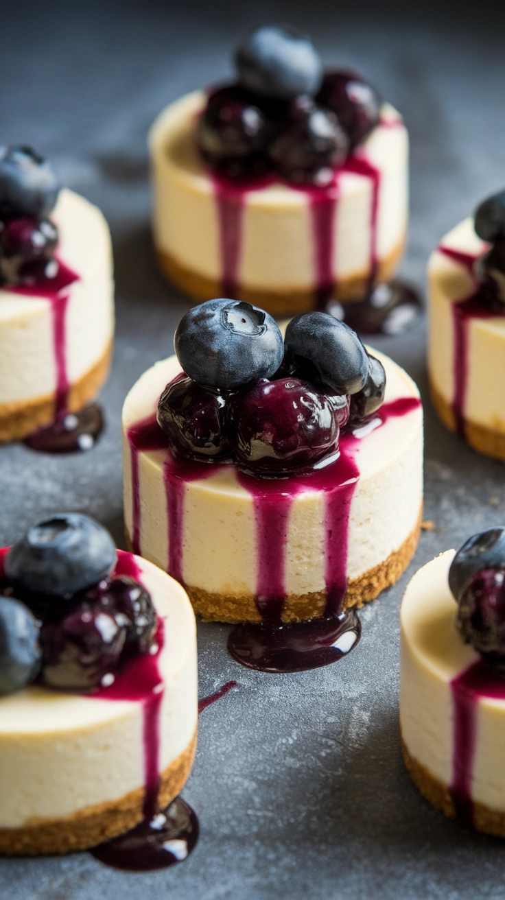 Fresh Blueberry Mini Cheesecakes