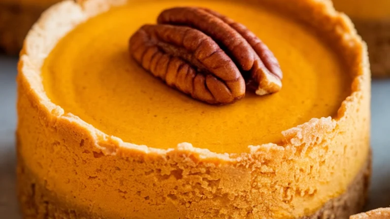 Mini Keto Pumpkin Cheesecake with Pecan Crust - Featured