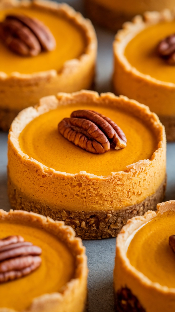 Mini Keto Pumpkin Cheesecakes With Pecan Crust