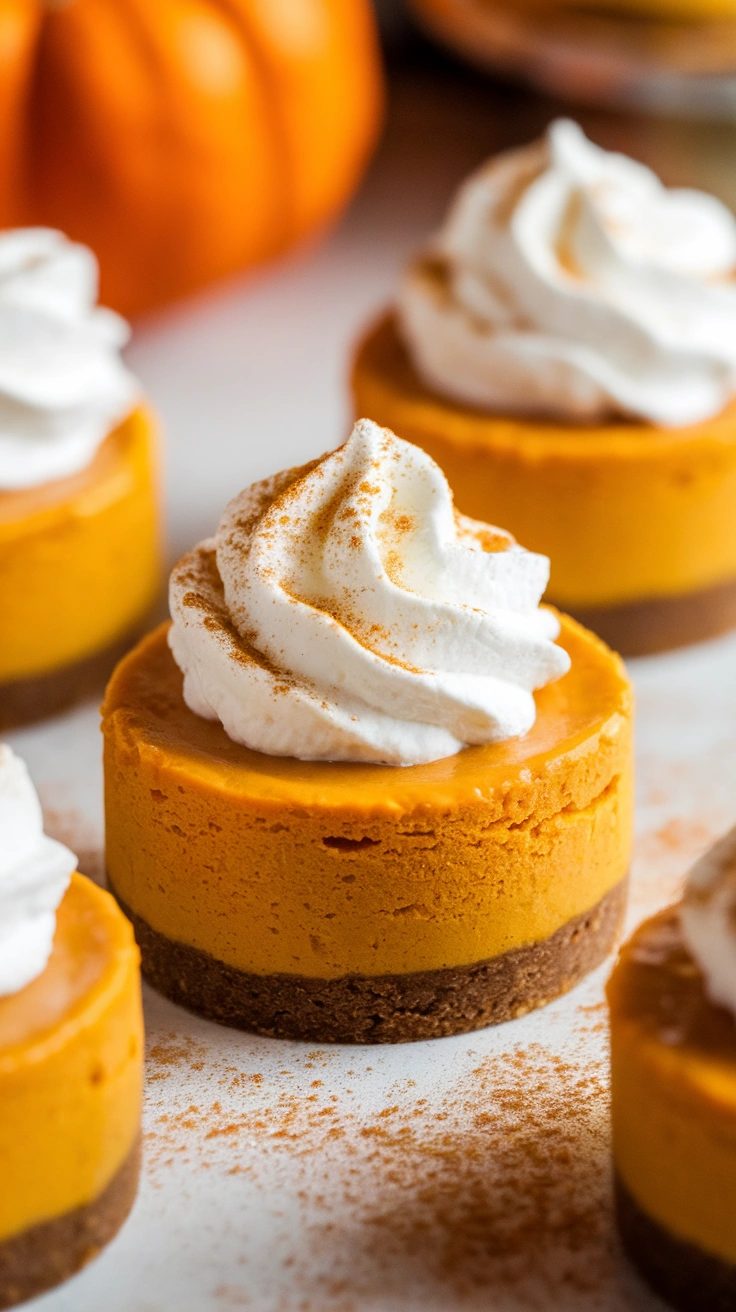 Mini Pumpkin Cheesecakes with Graham Cracker Crust