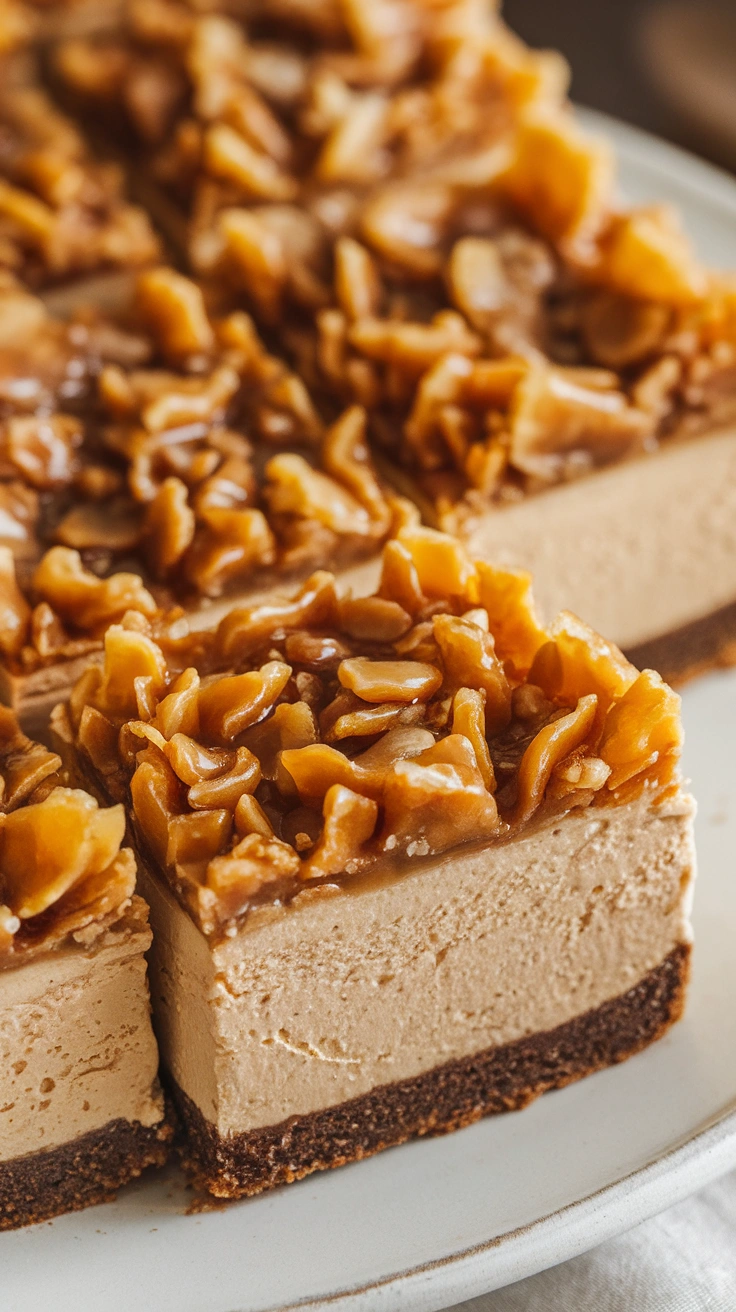 No-Bake Cheesecake Bars with Cracked Sugar Topping