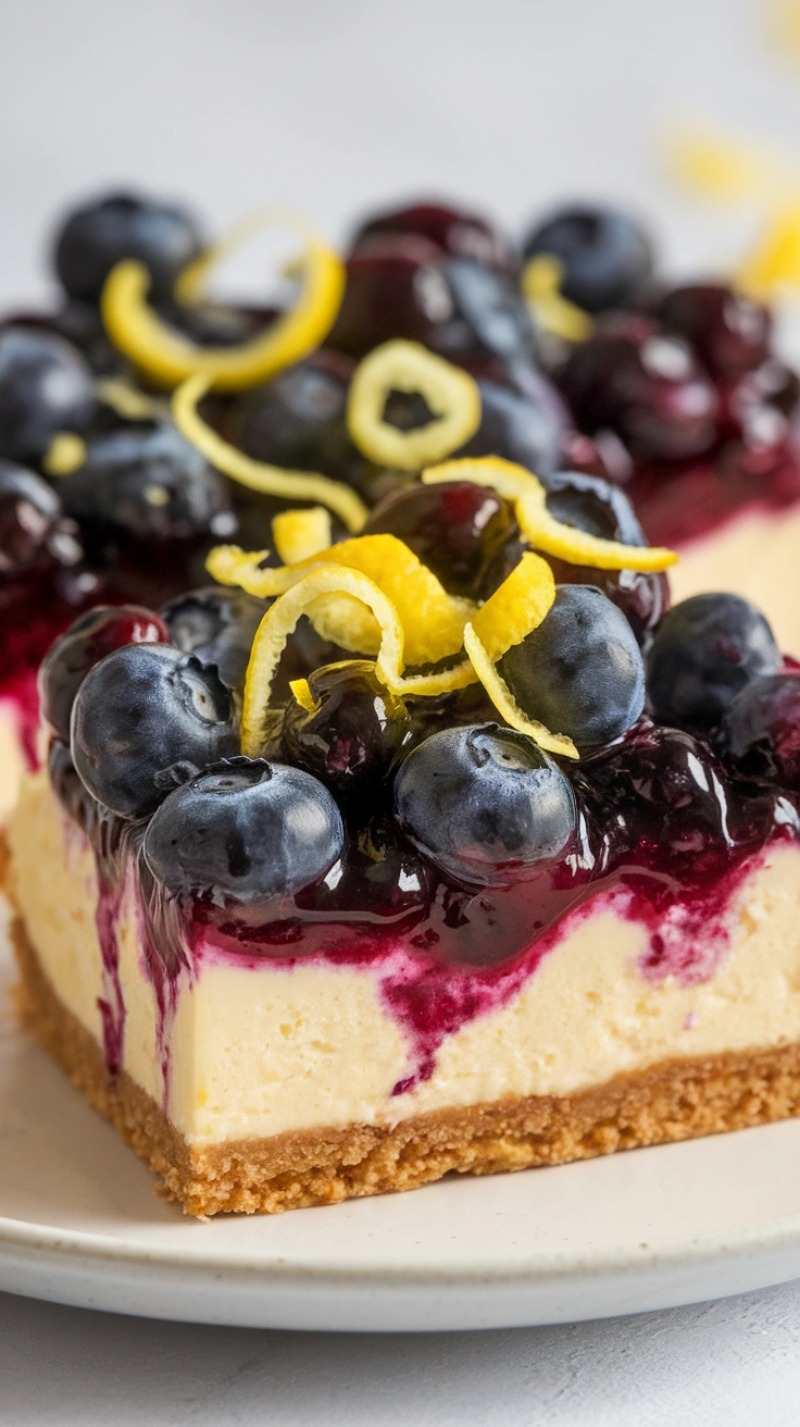 No-Bake Lemon Blueberry Cheesecake Bars