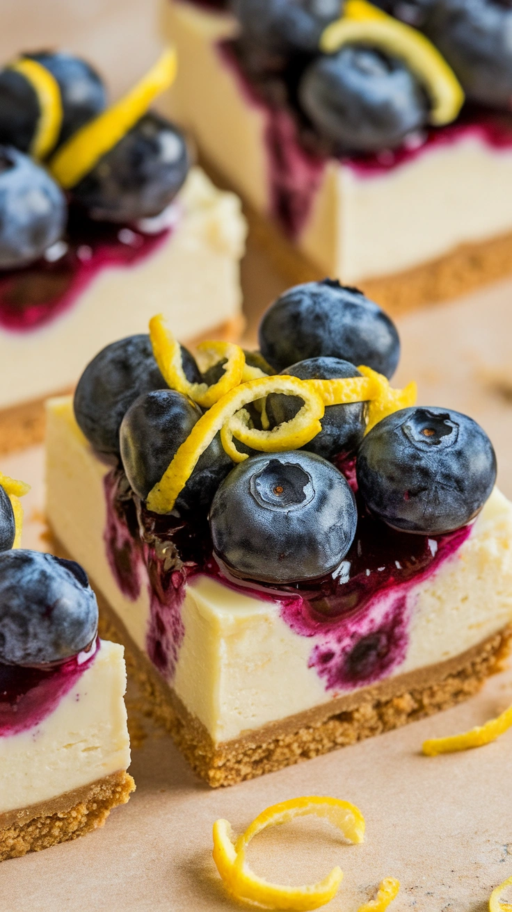 No-Bake Lemon Blueberry Cheesecake Bars