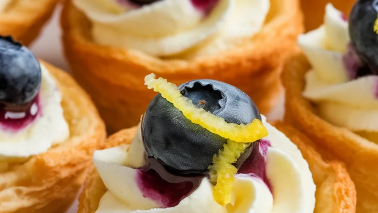 No-Bake Lemon Cheesecake Cups with Blueberry Sauce - Featured