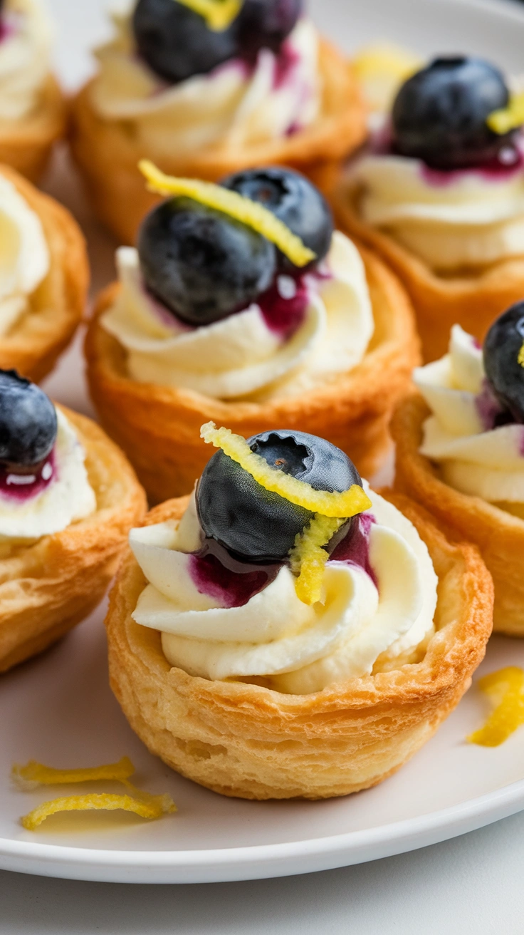 No-Bake Lemon Cheesecake Cups with Blueberry Sauce