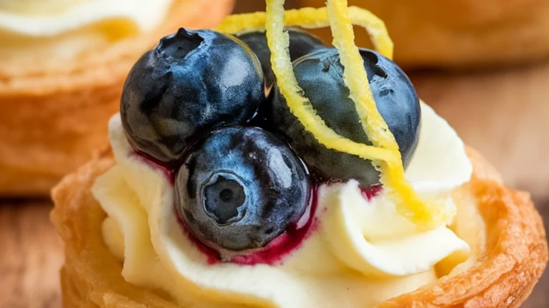 No-Bake Lemon Cheesecake Cups with Blueberry Sauce - Featured