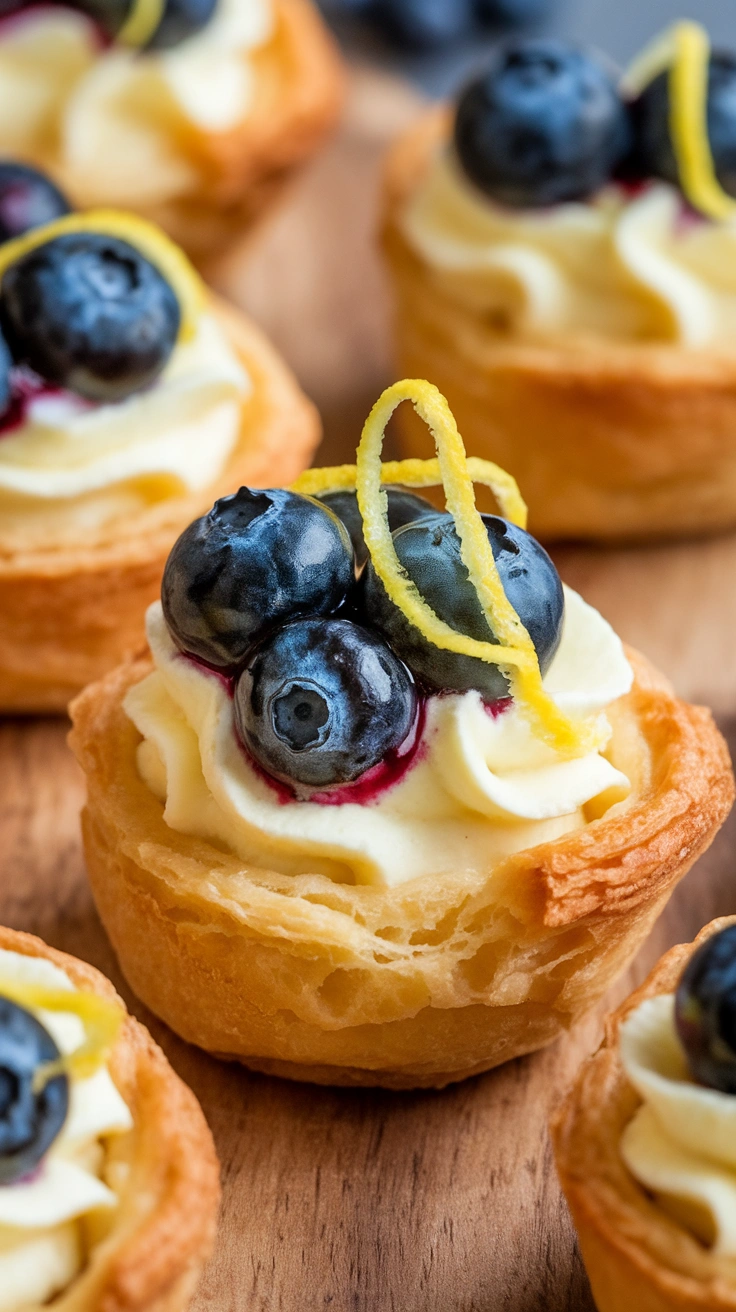 No-Bake Lemon Cheesecake Cups with Blueberry Sauce