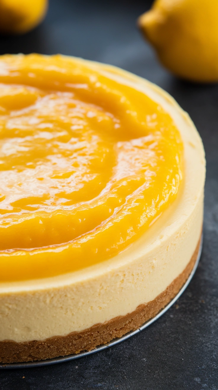 No-Bake Lemon Cheesecake with Lemon Curd Topping