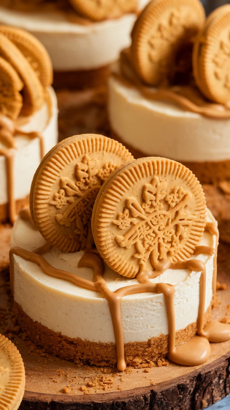 No-Bake Cookie Butter Biscoff Mini Cheesecakes