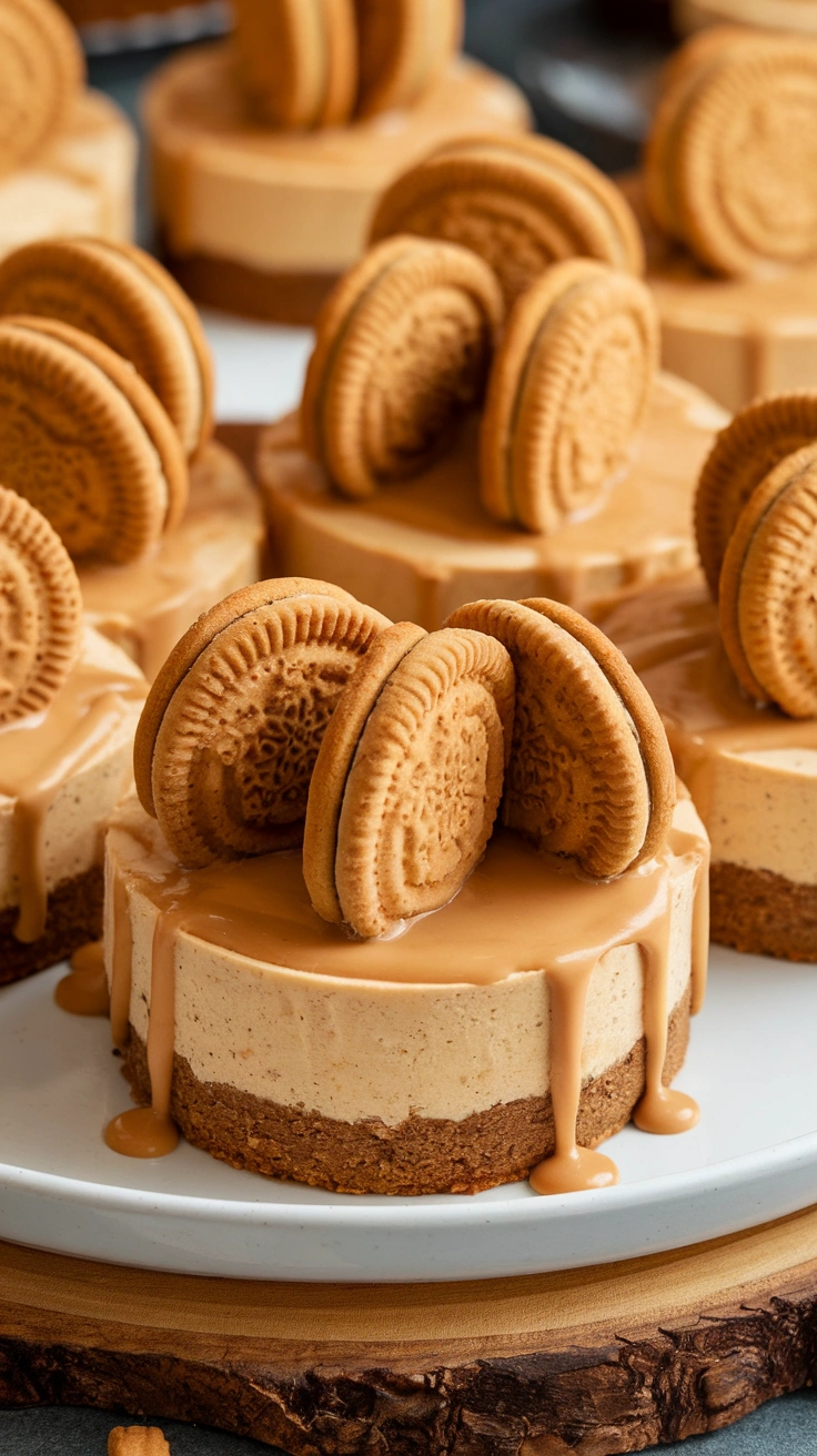 Quick No-Bake Mini Biscoff Cheesecakes