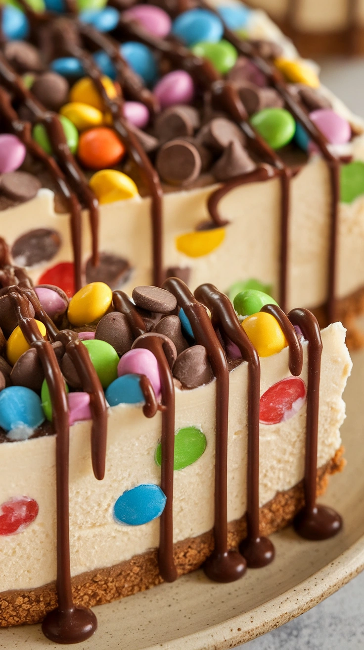 No-Bake Monster Cookie Dough Cheesecake