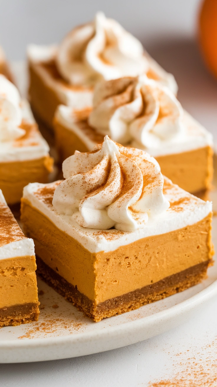 Chilled No-Bake Pumpkin Cheesecake Bars