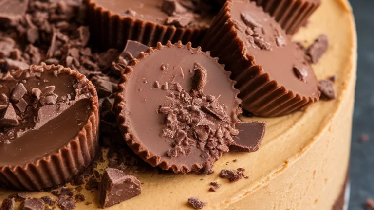 No Bake Reese's Peanut Butter Oreo Cheesecake - Featured