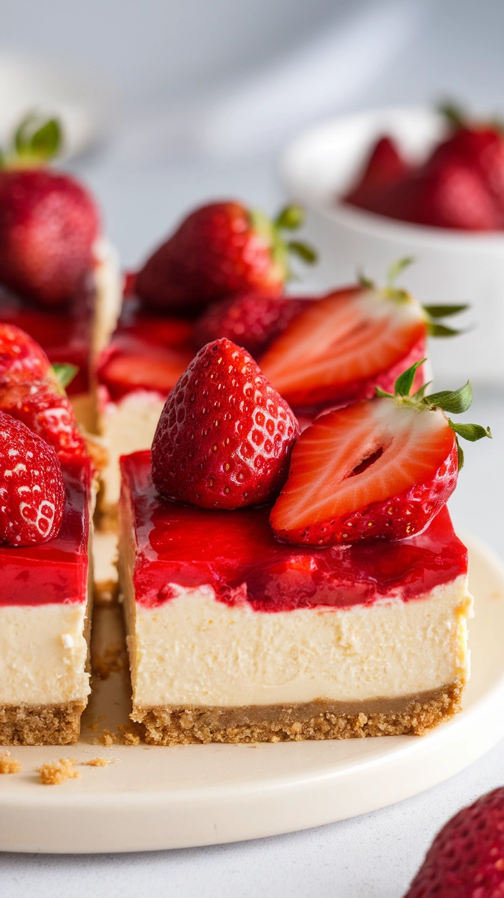 No-Bake Strawberries and Cream Cheesecake Bars