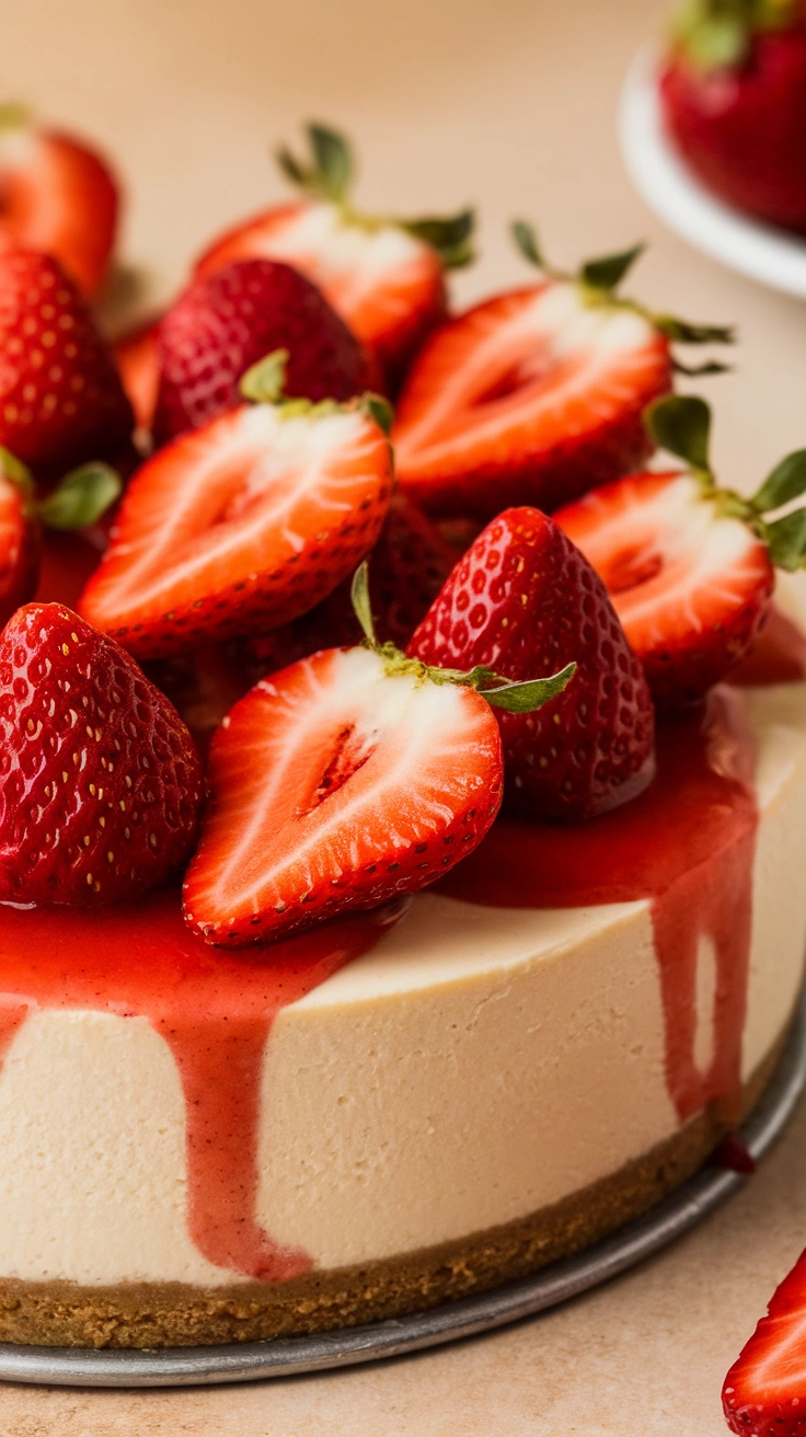 Fresh Strawberry No-Bake Cheesecake