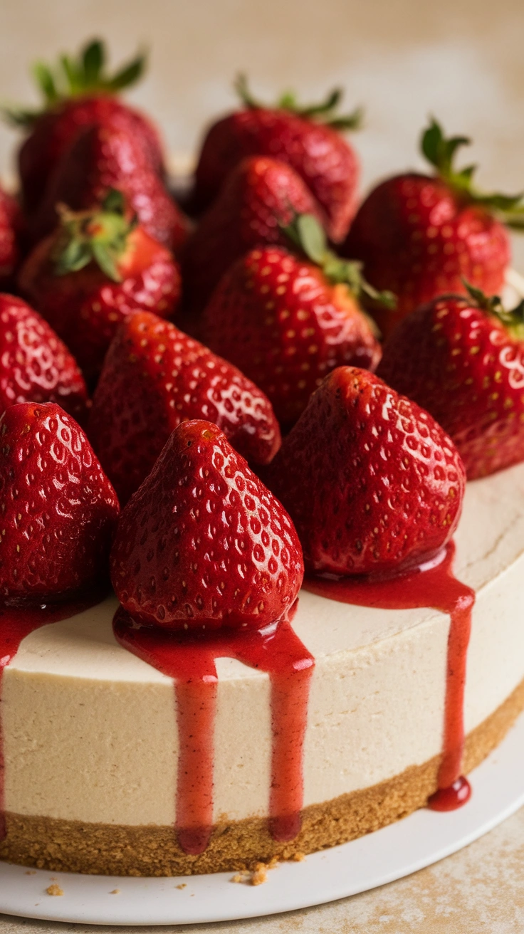 Fresh Strawberry No-Bake Cheesecake