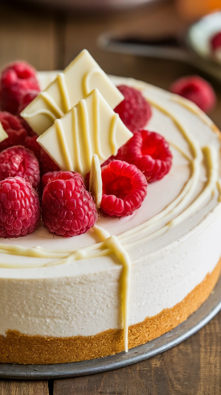 No-Bake White Chocolate Raspberry Cheesecake