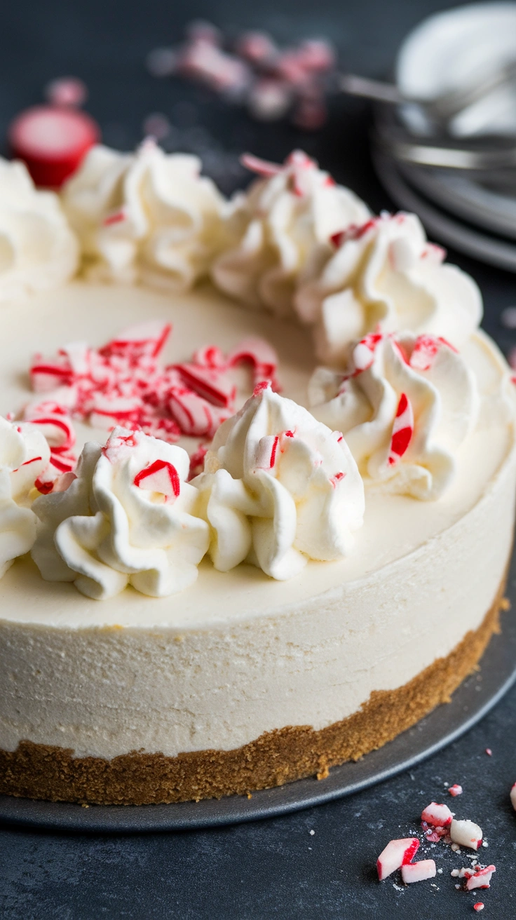 White Chocolate Peppermint No-Bake Cheesecake