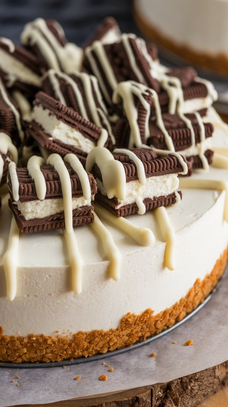 No-Bake Oreo Cookies and Cream Cheesecake