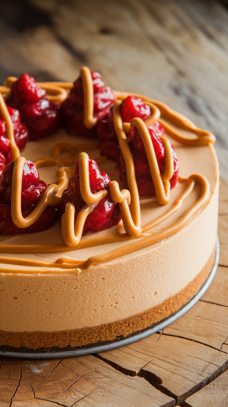 Swirled Peanut Butter and Jelly Cheesecake