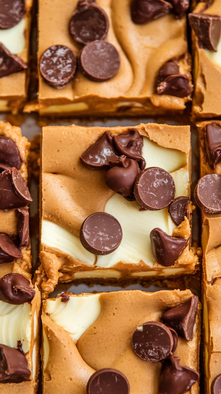 Soft-Baked Peanut Butter Chocolate Chip Cheesecake Bars