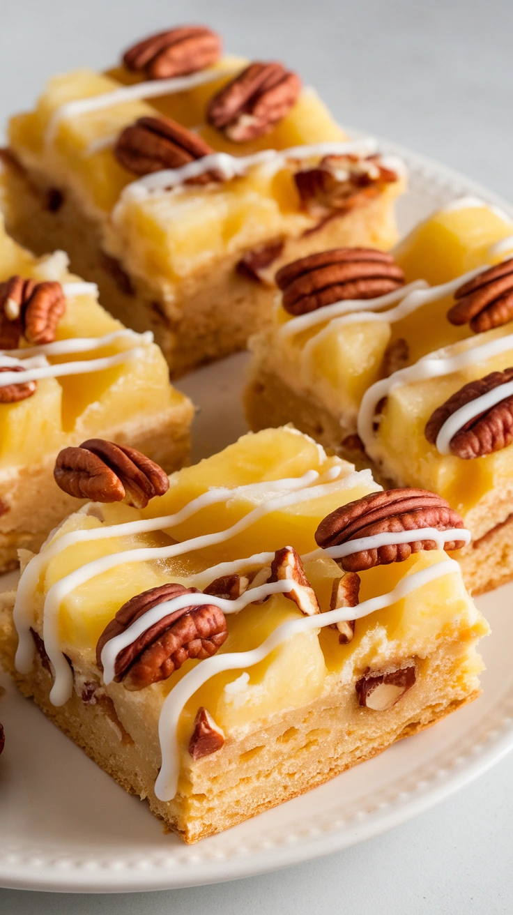 Pineapple Cream Cheese Bars with Coconut Drizzle