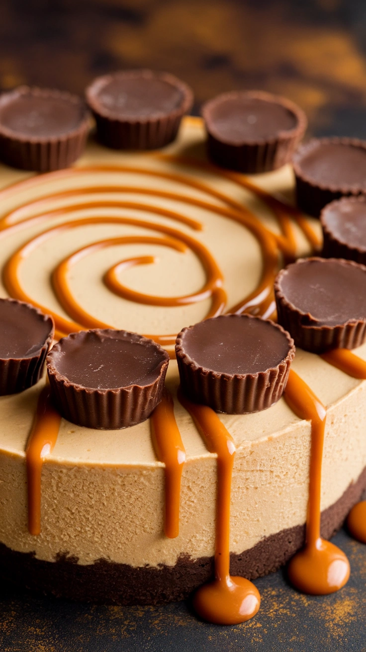 Reese's Peanut Butter Cup Caramel Cheesecake