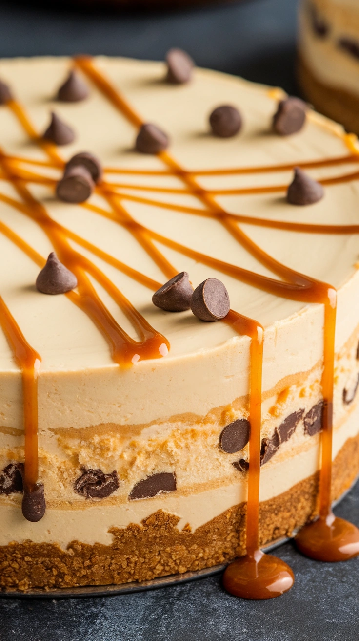 Salted Caramel Chocolate Chip Cookie Dough Cheesecake